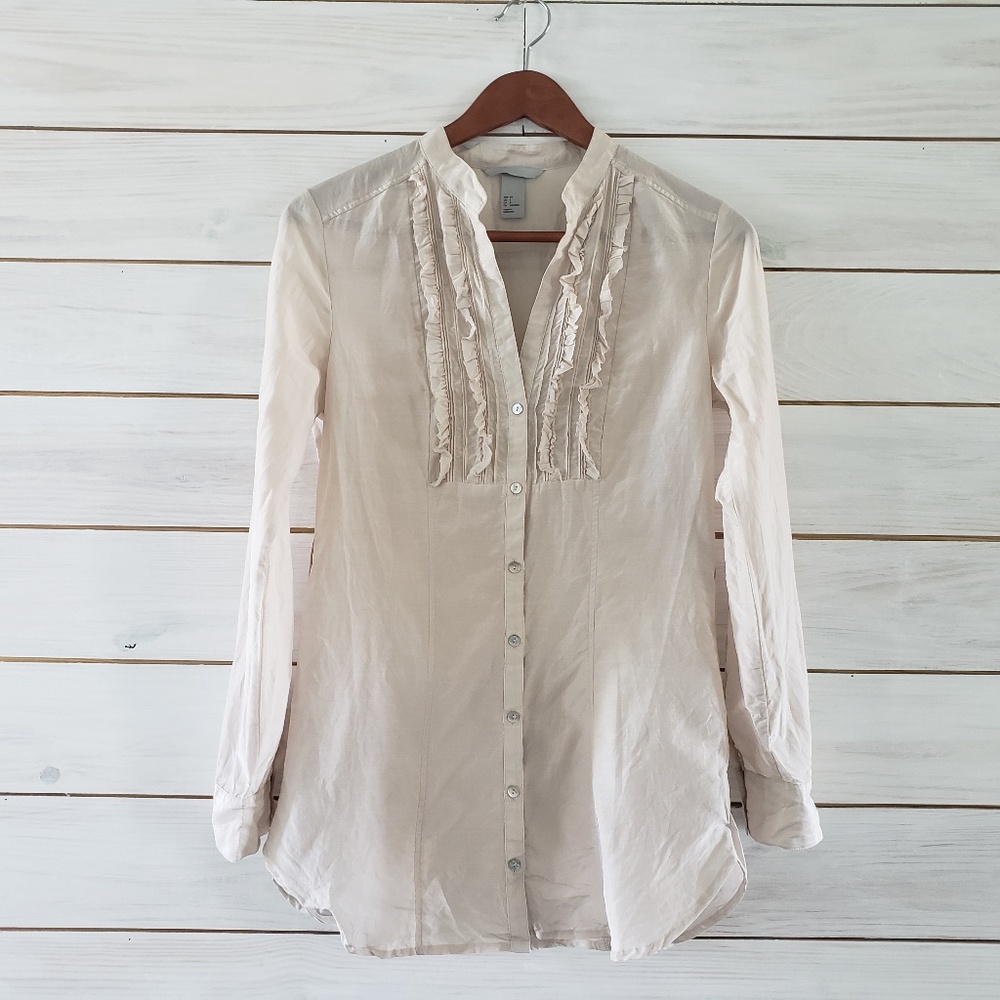H&M Ruffle Collar Button Down Shirt